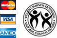 We accept Visa, MasterCard, and Discover.
